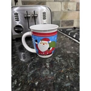 Greenbrier Holiday Coffee Mug‎ White Porcelain Cup Christmas Santa Holiday 5"